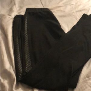 Francesca’s Black Leggings w/ Faux Leather Accent